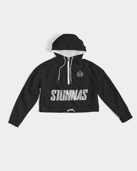 STUNNAS Black Women's Handcrafted Cropped Windbreaker