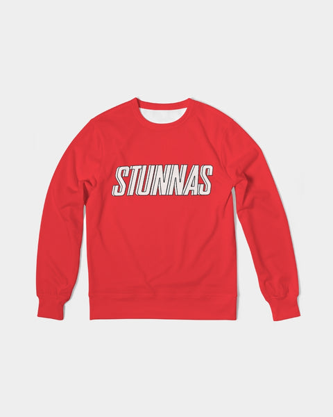 STUNNAS Varsity Red Handcrafted French Terry Crewneck Pullover