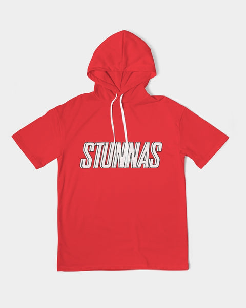 STUNNAS Varsity Red Handcrafted Heavyweight Short Sleeve Hoodie