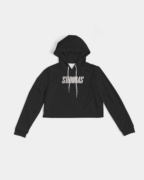 STUNNAS Black Women's Handcrafted Cropped Hoodie